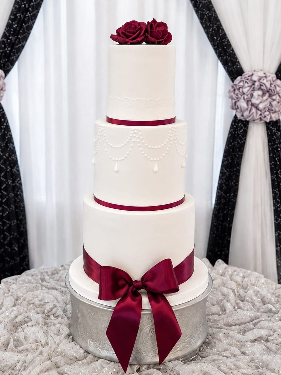 Elegant Burgundy Wedding Cake by VDK Cakes